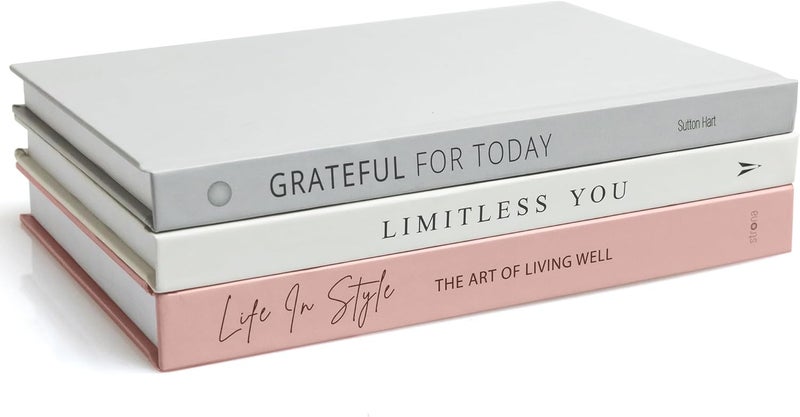 STRONA Pink and Gray Decorative Books for Home Decor - Faux Books for Living Room Decoration, Pink Decor Books for Coffee Table or Shelves, Fake Books for Decoration, Stacked Books Decor - Image 1